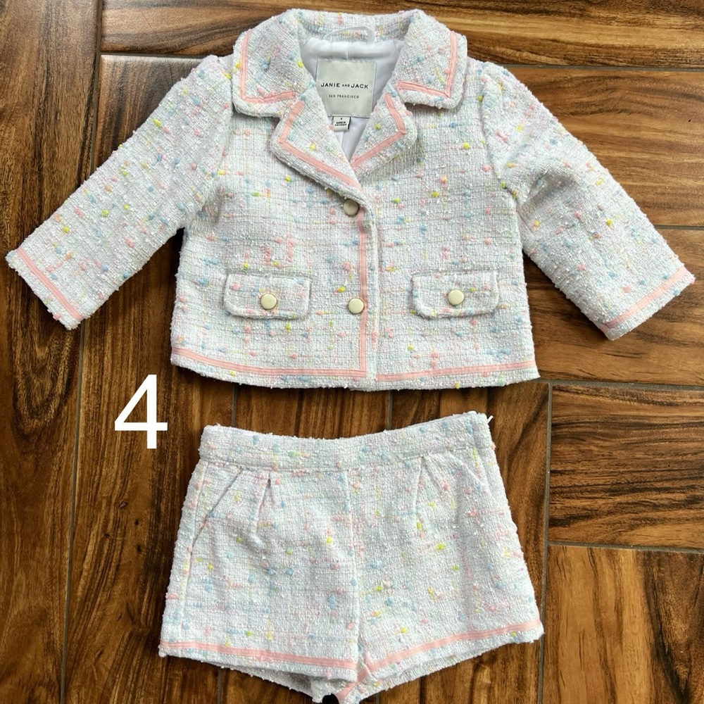 Janie & Jack Multicolor Tweed Suit, Size 4